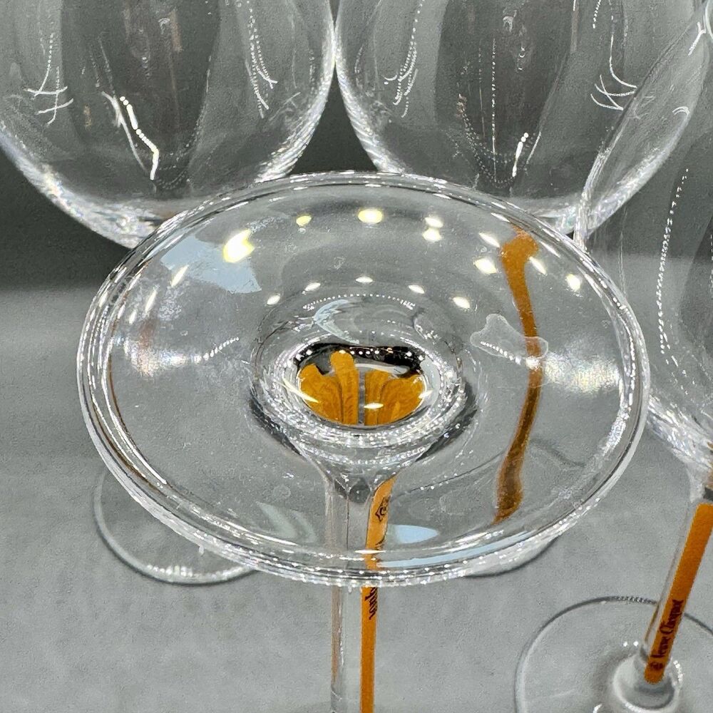 NEW Set Of 4 Veuve Cliquot Champagne Orange Branded Stems Glasses Tulip Flutes - Picture 7 of 10